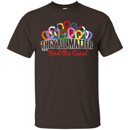 They All Matter Flag Of Find The Cure Cancer Awareness Shirt Dark Chocolate