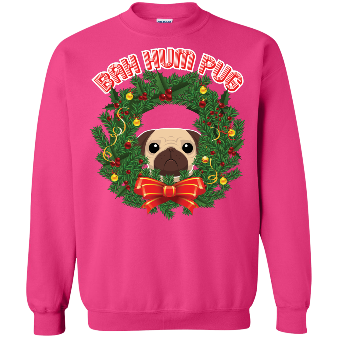 Christmas T-Shirt Bah Hum Pug Heliconia