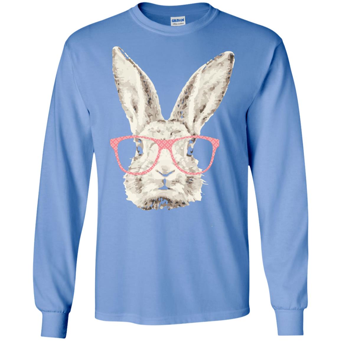 Easter Bunny Rabbit Pink Glasses Funny Hipster Shirt Carolina Blue