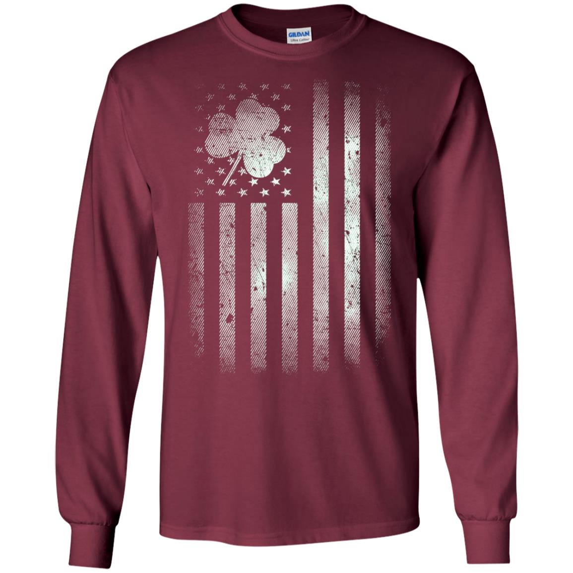 Vintage Irish American Shamrock Flag St Patricks Day T-shirt Maroon