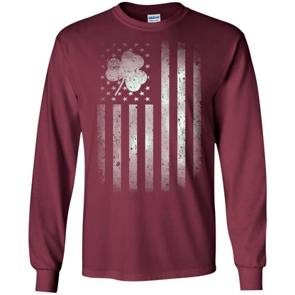 Vintage Irish American Shamrock Flag St Patricks Day T-shirt Maroon