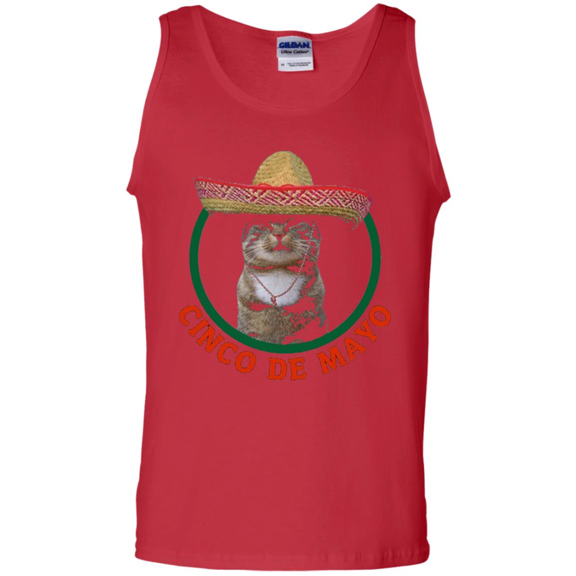 Cinco De Mayo Kitty Cat Funny Cute Meow Sombrero T-shirt Red