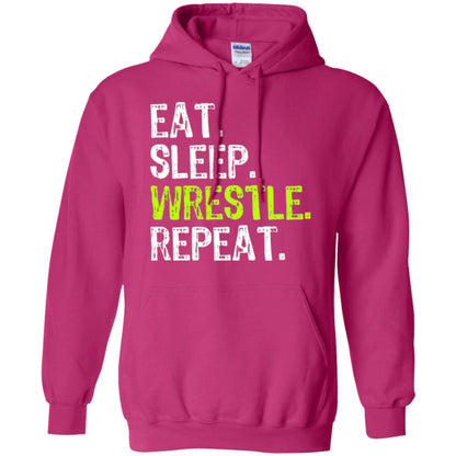 Wrestling T-shirt Eat Sleep Wrestle Repeat Heliconia