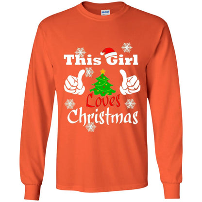 Funny Christmas This Girl Loves Christmas T-shirt Orange