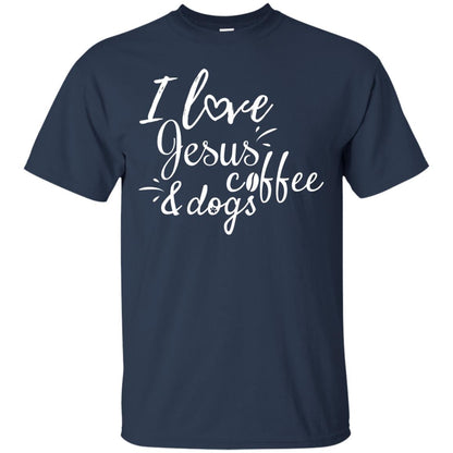 I Love Jesus Coffee And Dogs Christian T-shirt Navy