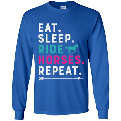 Horseback Lovers T-shirt Eat Sleep Ride Horses Repeat Royal