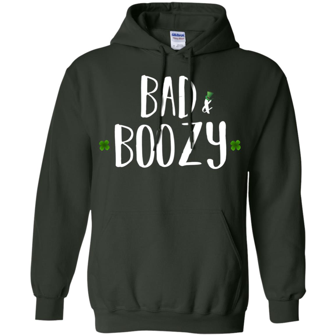 Bad And Boozy Funny Saint Patrick Day T-shirt Forest Green