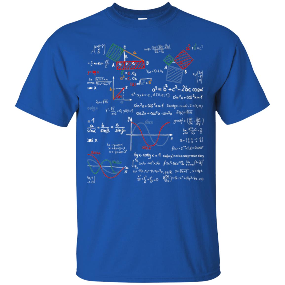 Math Lover T-shirt Formulas Cheat Sheet Royal