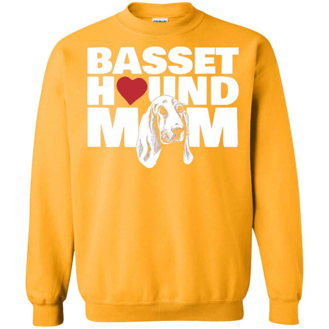 Basset Hound Mom Heart T-shirt Gold