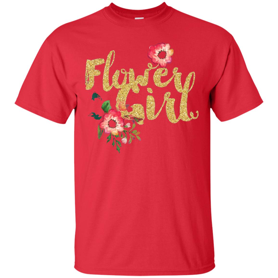 Flower Girl Bridesmaid Wedding Reception T-shirt Red