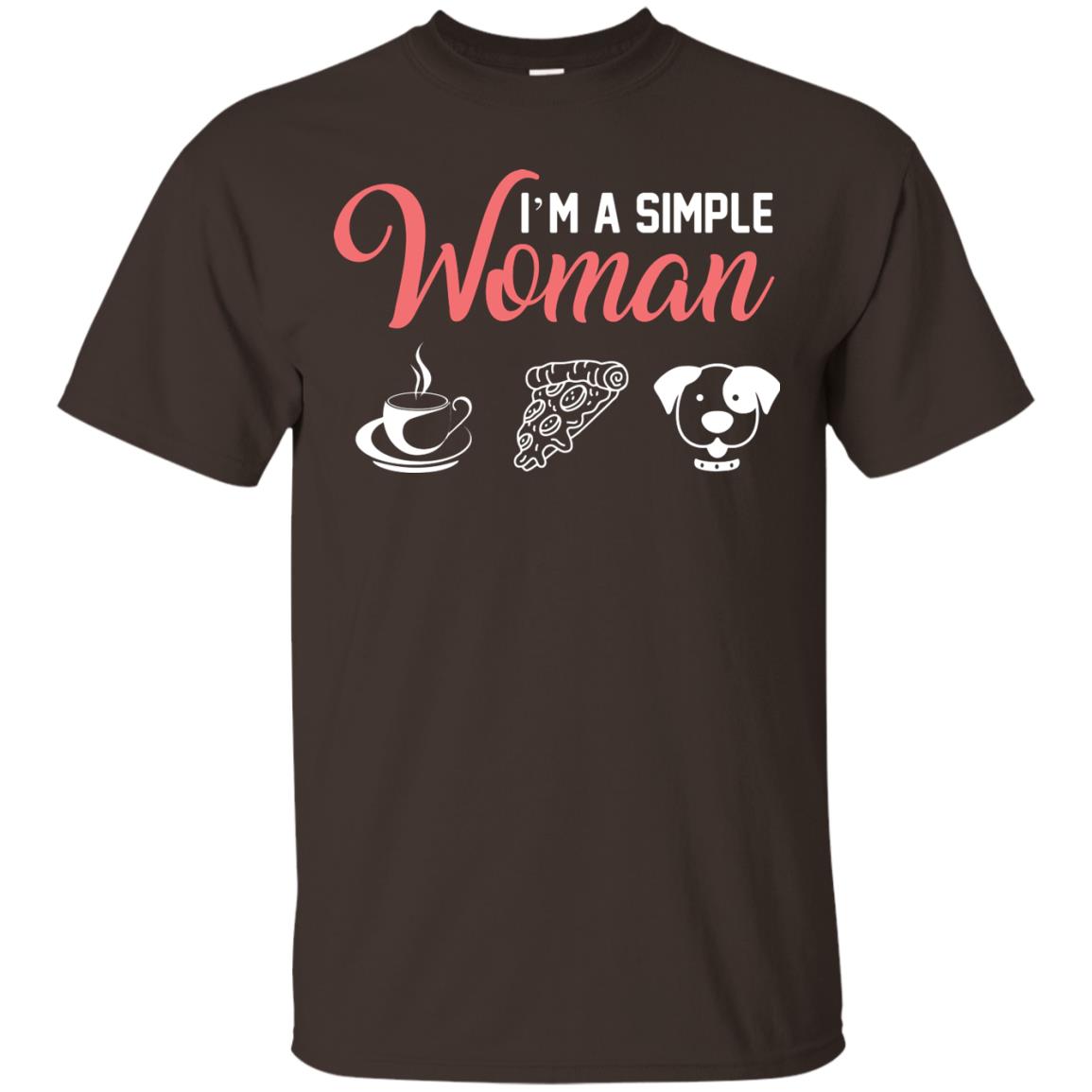 I’m A Simple Woman Love Coffee Pizza And Puppies Gift Shirt For Woman Dark Chocolate