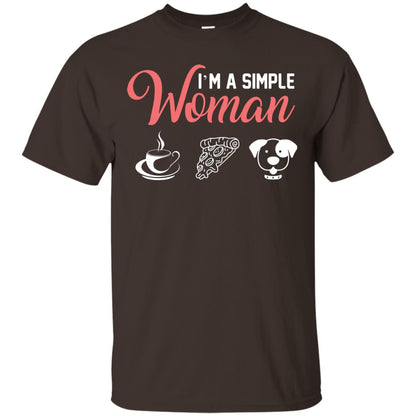 I’m A Simple Woman Love Coffee Pizza And Puppies Gift Shirt For Woman Dark Chocolate