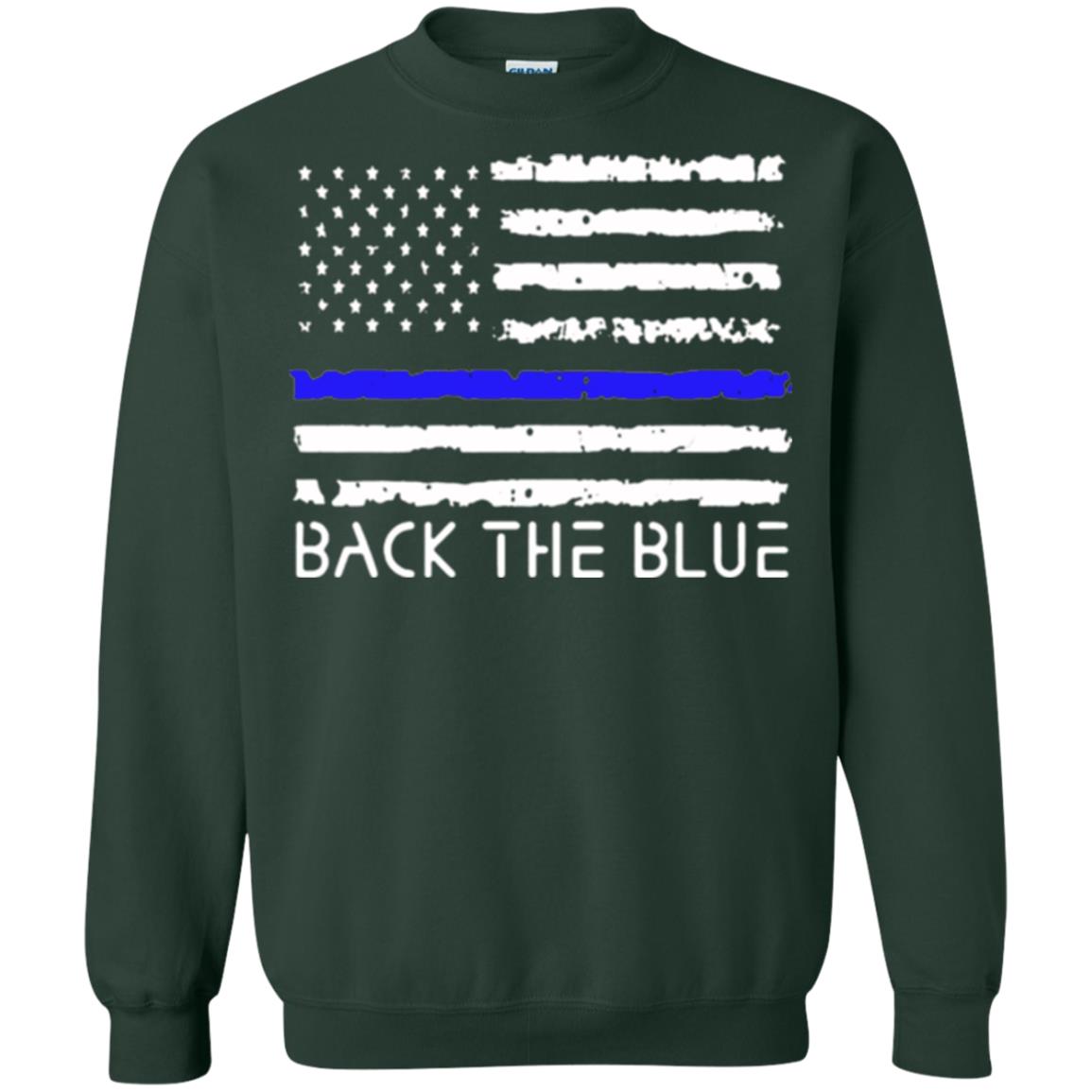 Thin Blue Line T-shirt Back The Blue Forest Green
