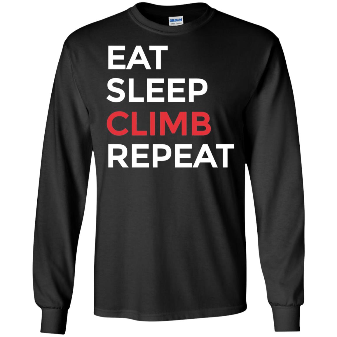 Eat Sleep Climb Repeat Mountain Climber Rock Climbing Shirt Black