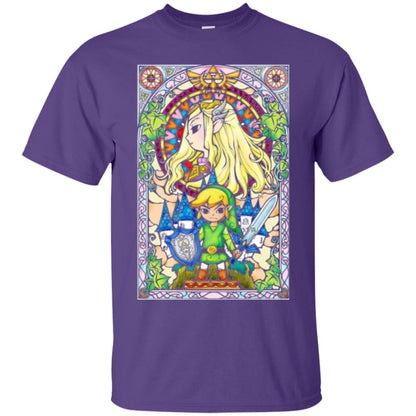 Nintendo Zelda Link T-shirt The Princess Stained Glass Purple