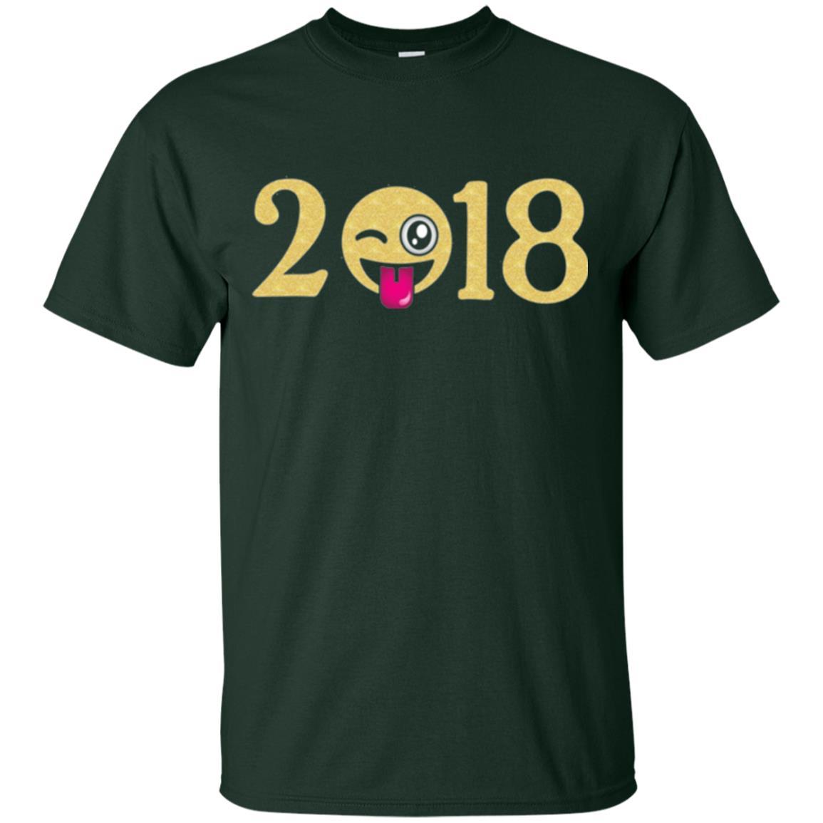 Happy New Year T-shirt Face New Year 2018 Party Forest Green