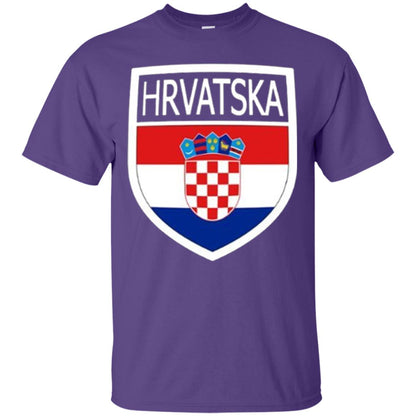 Croatia Shield T-shirt Hrvatska Patch Croatian Flag Badge Purple