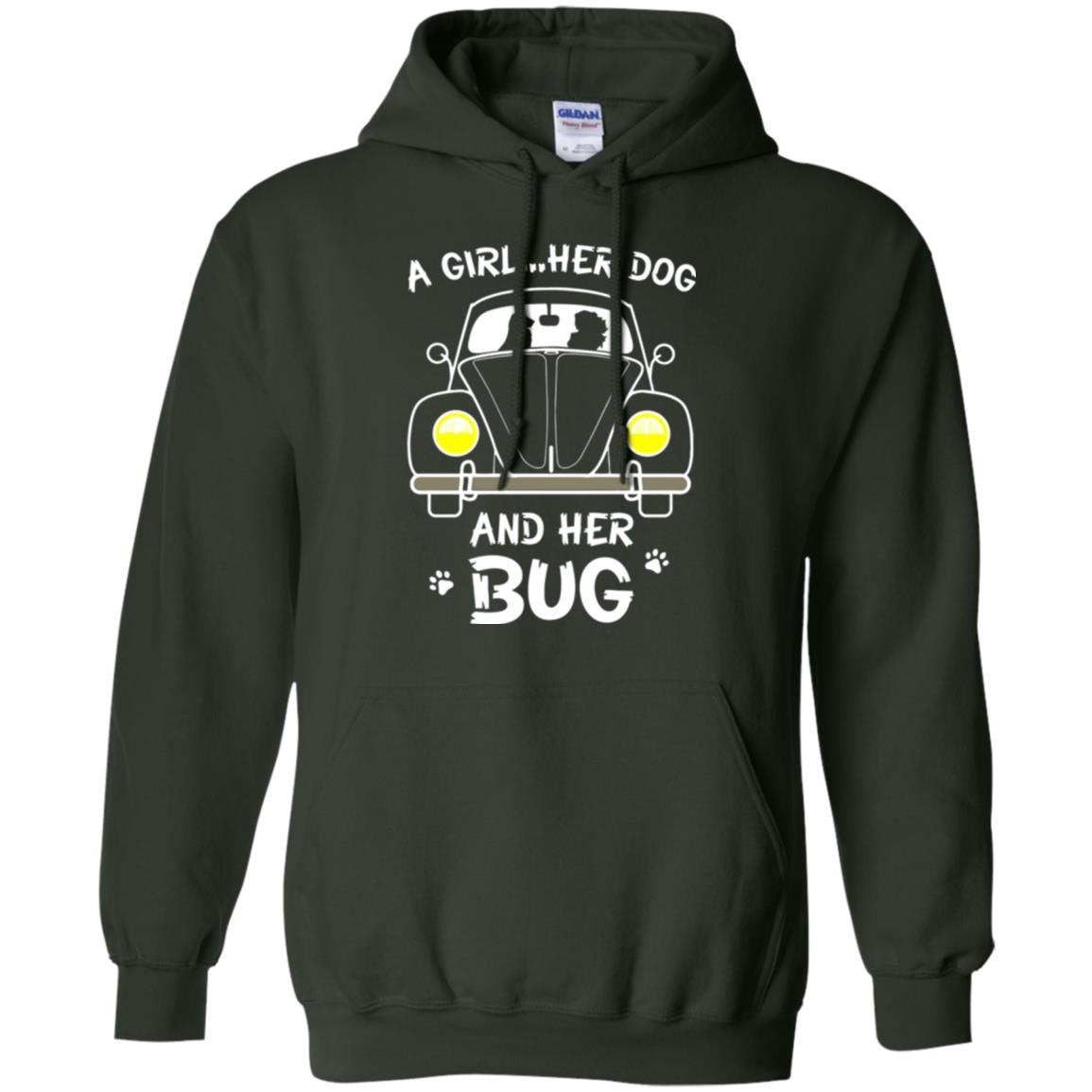 Dog Lover T-shirt A Girl Her Dog And Her Bug Forest Green