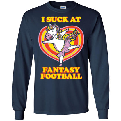 Funny Unicorn Loser T-shirt I Suck At Fantasy Football Navy