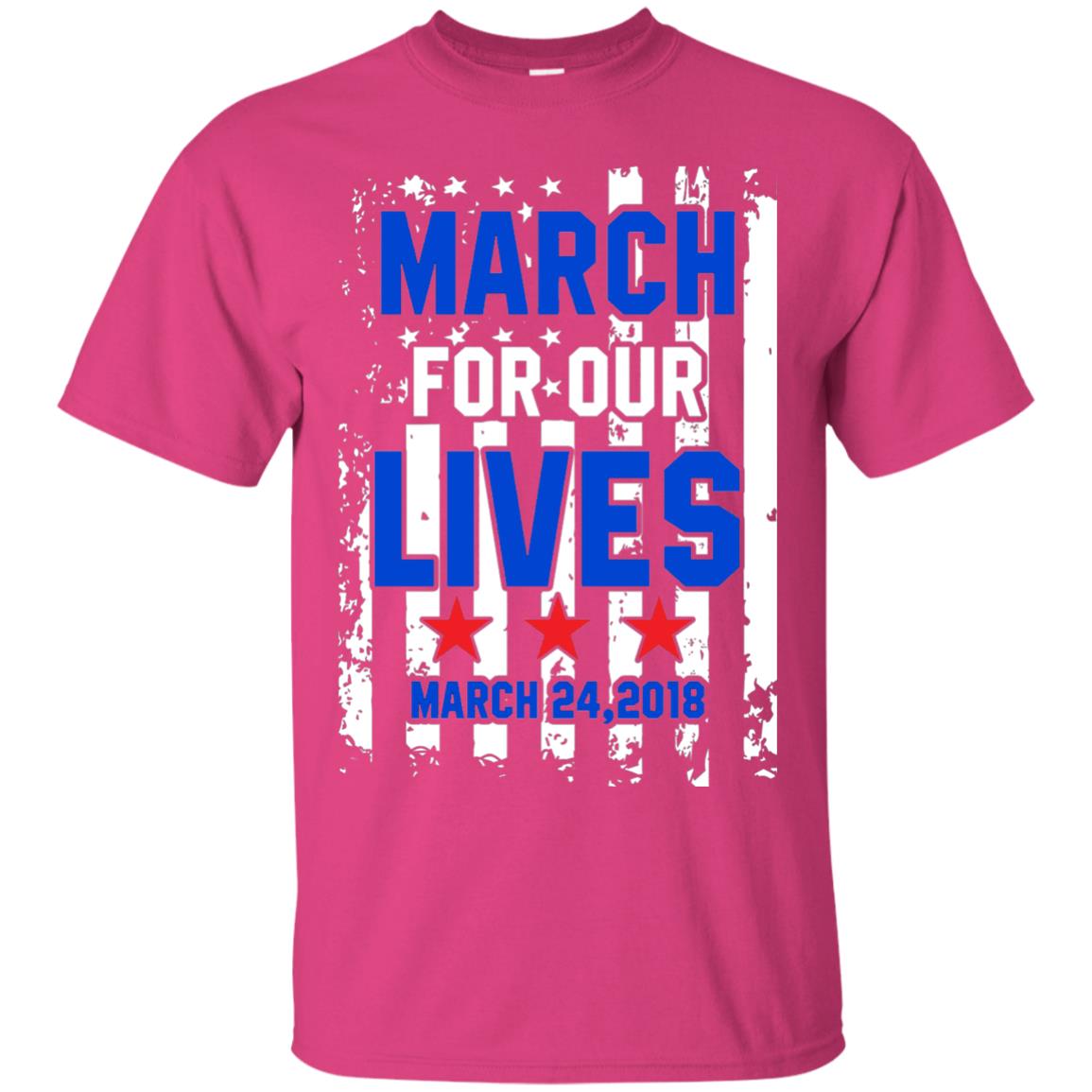 March For Our Lives With American Flag Gun Control T-shirt Heliconia