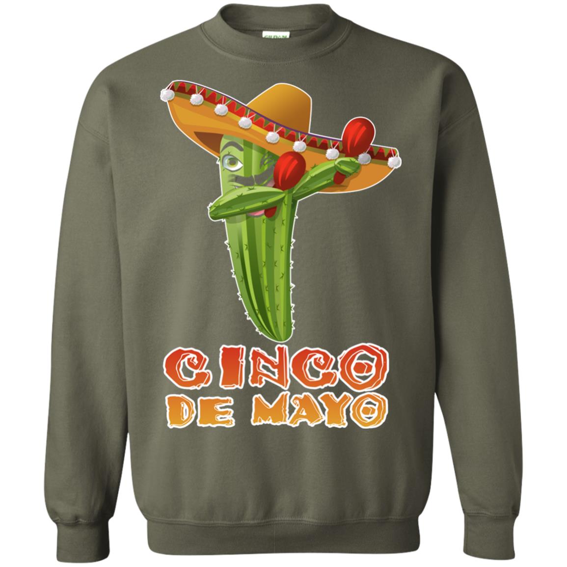 Dabbing Cinco De Mayo Cactus Shirt Military Green