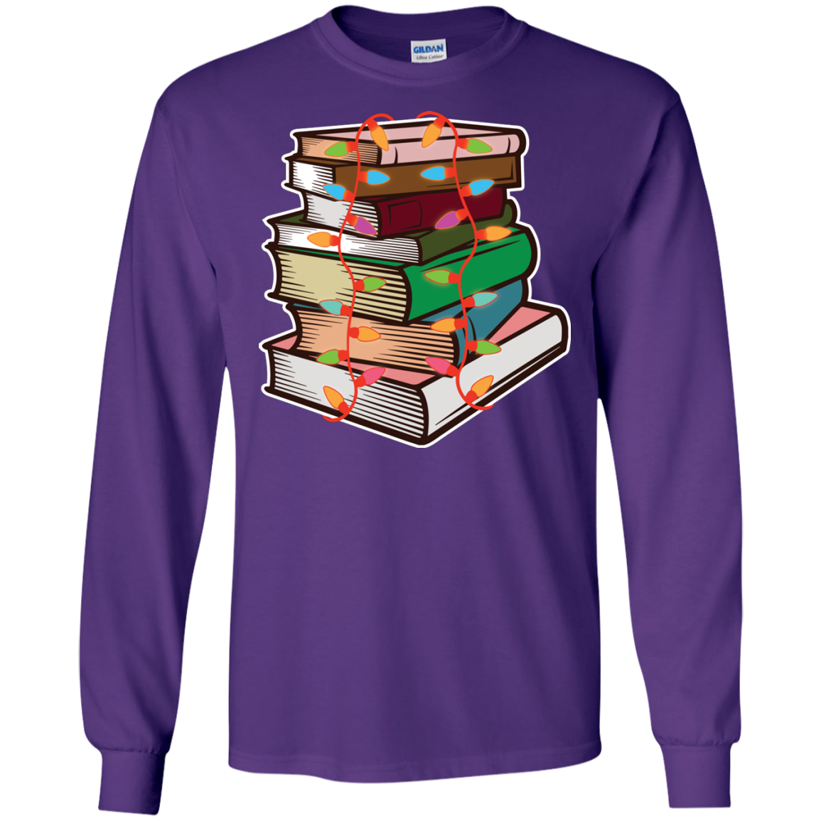 Fairy Lights Christmas Gift T-shirt Book Lover Purple
