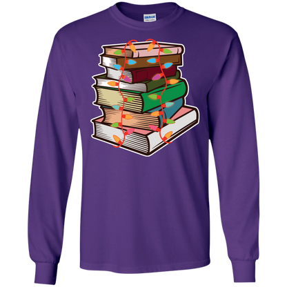 Fairy Lights Christmas Gift T-shirt Book Lover Purple