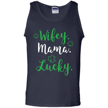 Wifey Mama Lucky Mom St Patricks Day T-shirt Navy