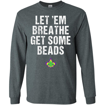 Mardi Gras T-shirt Let_em Breathe Get Some Beads Dark Heather