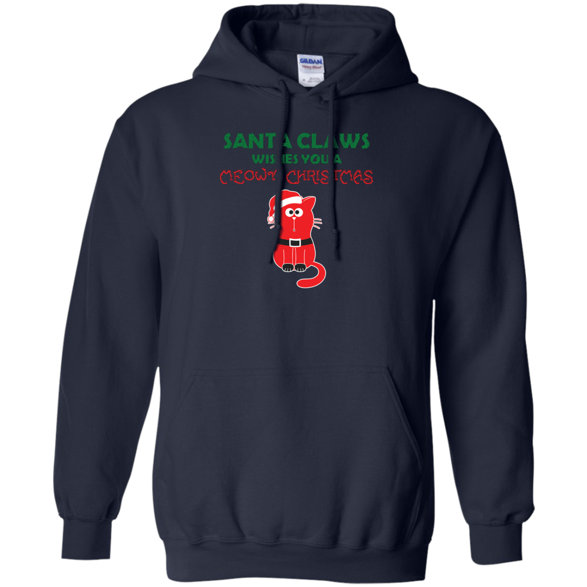 Christmas T-shirt Santa Claws Wishes You A Meowy Christmas Navy