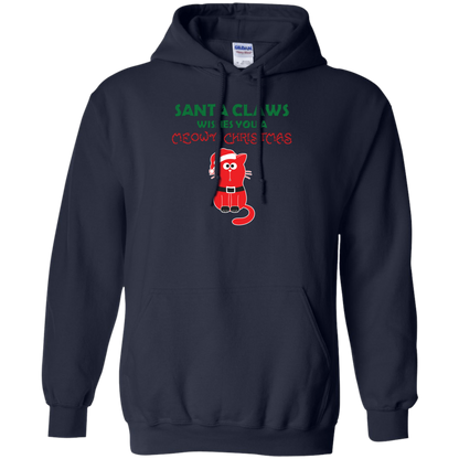 Christmas T-shirt Santa Claws Wishes You A Meowy Christmas Navy