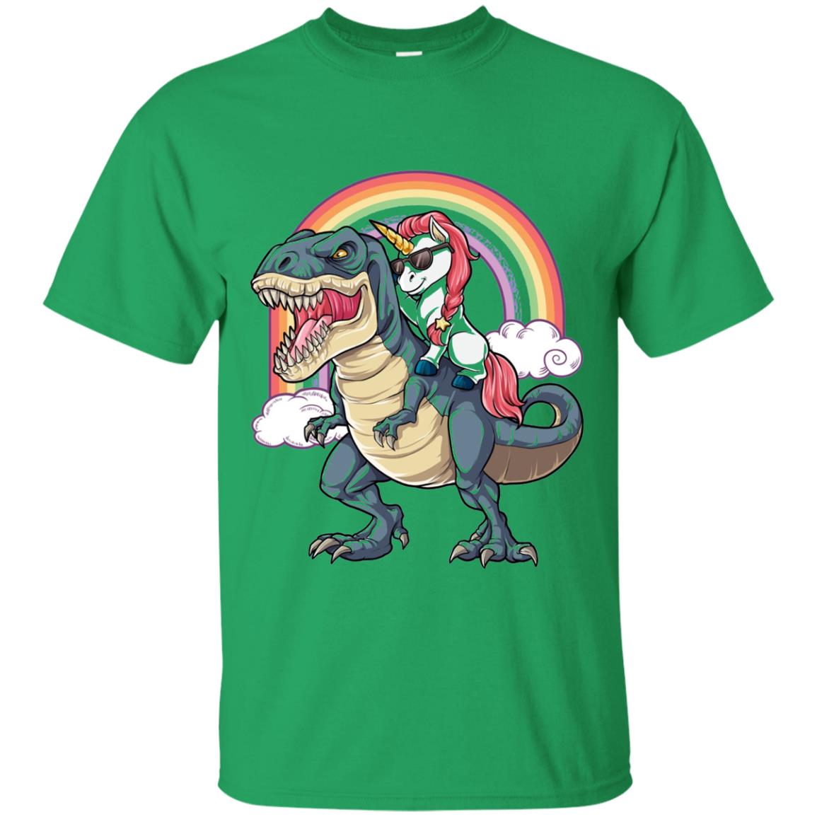 Unicorn Riding Dinosaur Shirt Unicorns Rainbow Irish Green