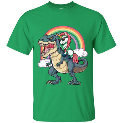 Unicorn Riding Dinosaur Shirt Unicorns Rainbow Irish Green