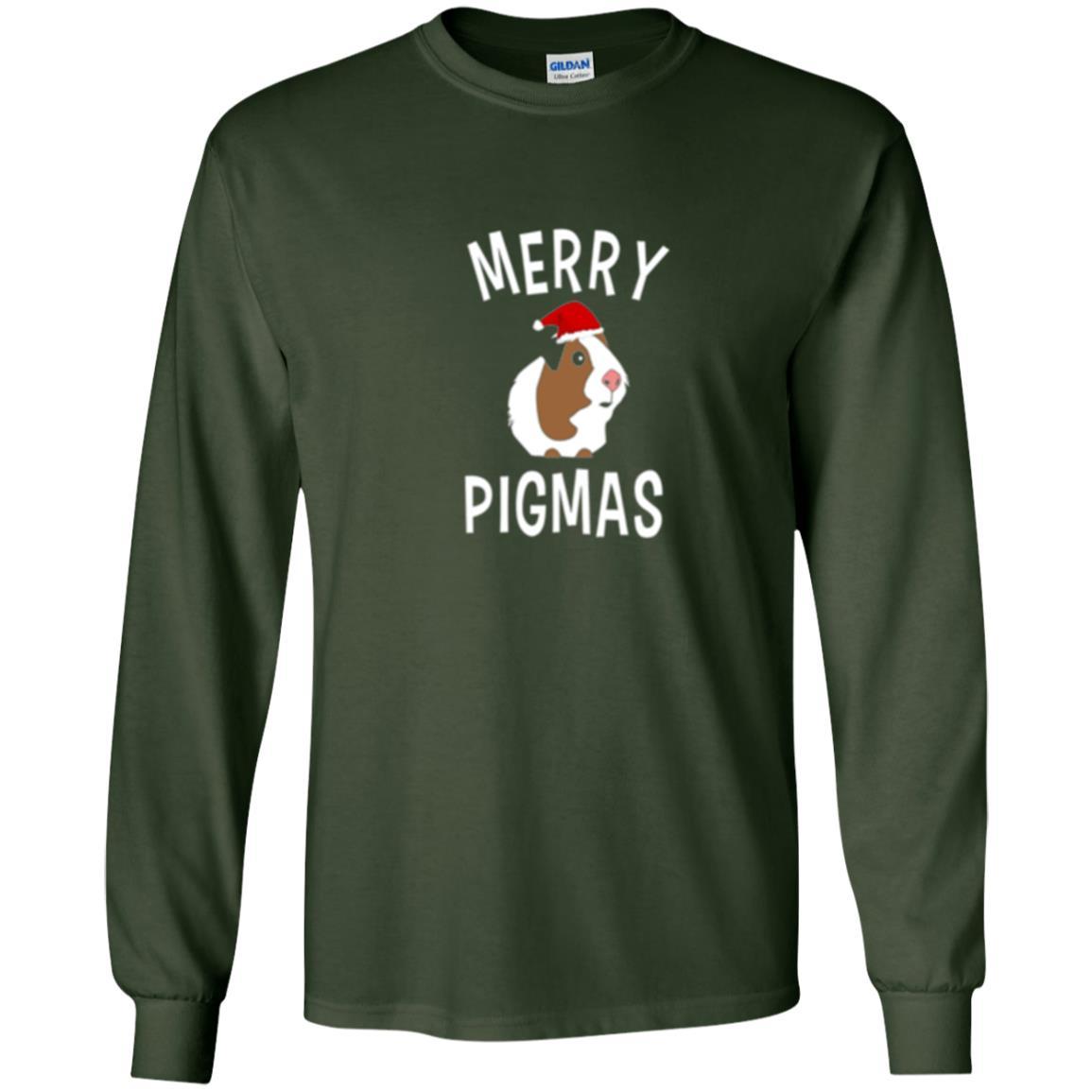 Guinea Pig Lover T-shirt Merry Christmas Pigmas Forest Green