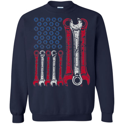 Mechanic T-shirt Usa Red White Blue American Flag Navy