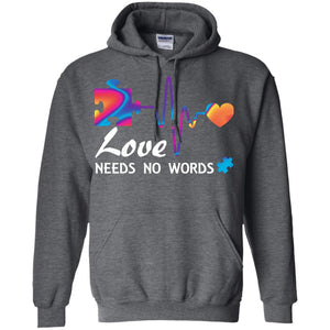 Love Needs No Words Puzzle Heartbeat Gift Shirt For Autism Awareness