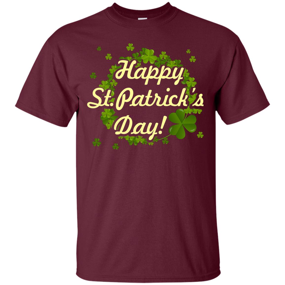 Happy St.patricks Day Shamrocks T-shirt Maroon