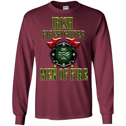 Irsh Firefighter Men Of Fire Irish Fireman Gift Shirt Maroon