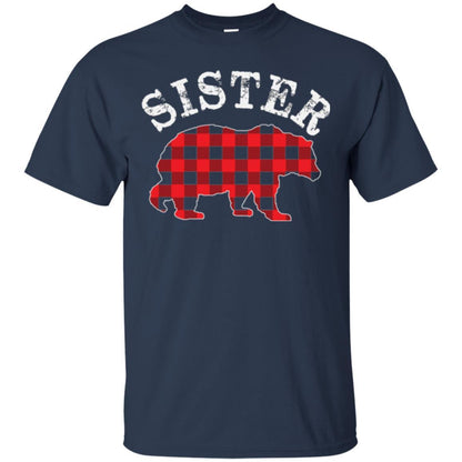 Family T-shirt Red Plaid Sister Bear Navy
