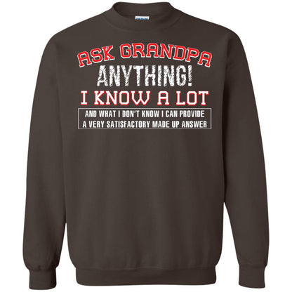 Ask Grandpa Anything I Know A Lot Funny Saying Gift Shirt For Papa Dark Chocolate