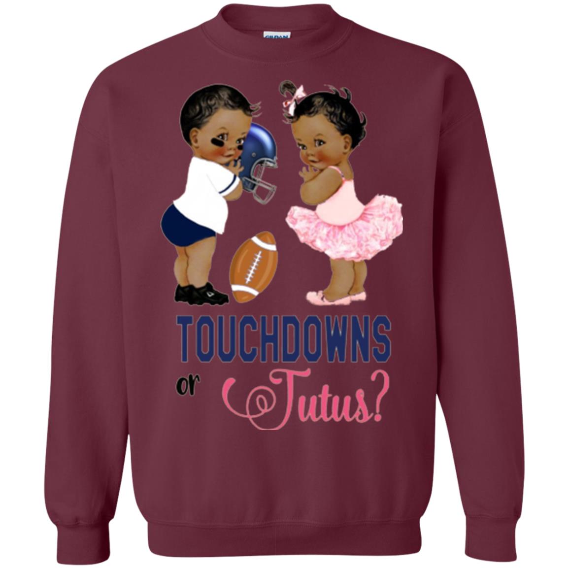 Ethnic Touchdowns Or Tutus Gender Reveal Party Football Lover T-shirt Maroon