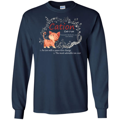 Cation An Ion With A Paws-itive Charge The Most Adorable Ion Ever Positive Thinking Day Shirt Navy