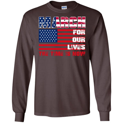 March For Our Lives The Time Is Now Gun Controls T-shirt Dark Chocolate