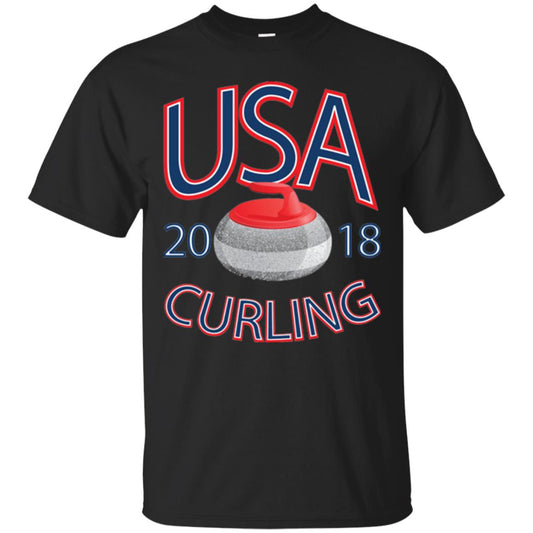 Usa 2018 Curling T-shirt Black