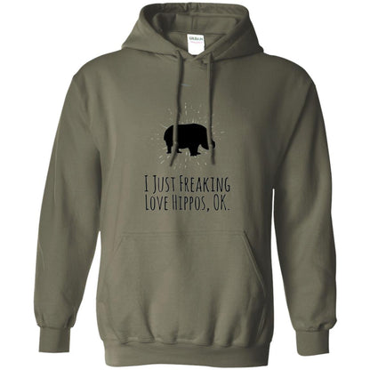Hippo Lover T-shirt I Just Freaking Love Hippos Ok Military Green