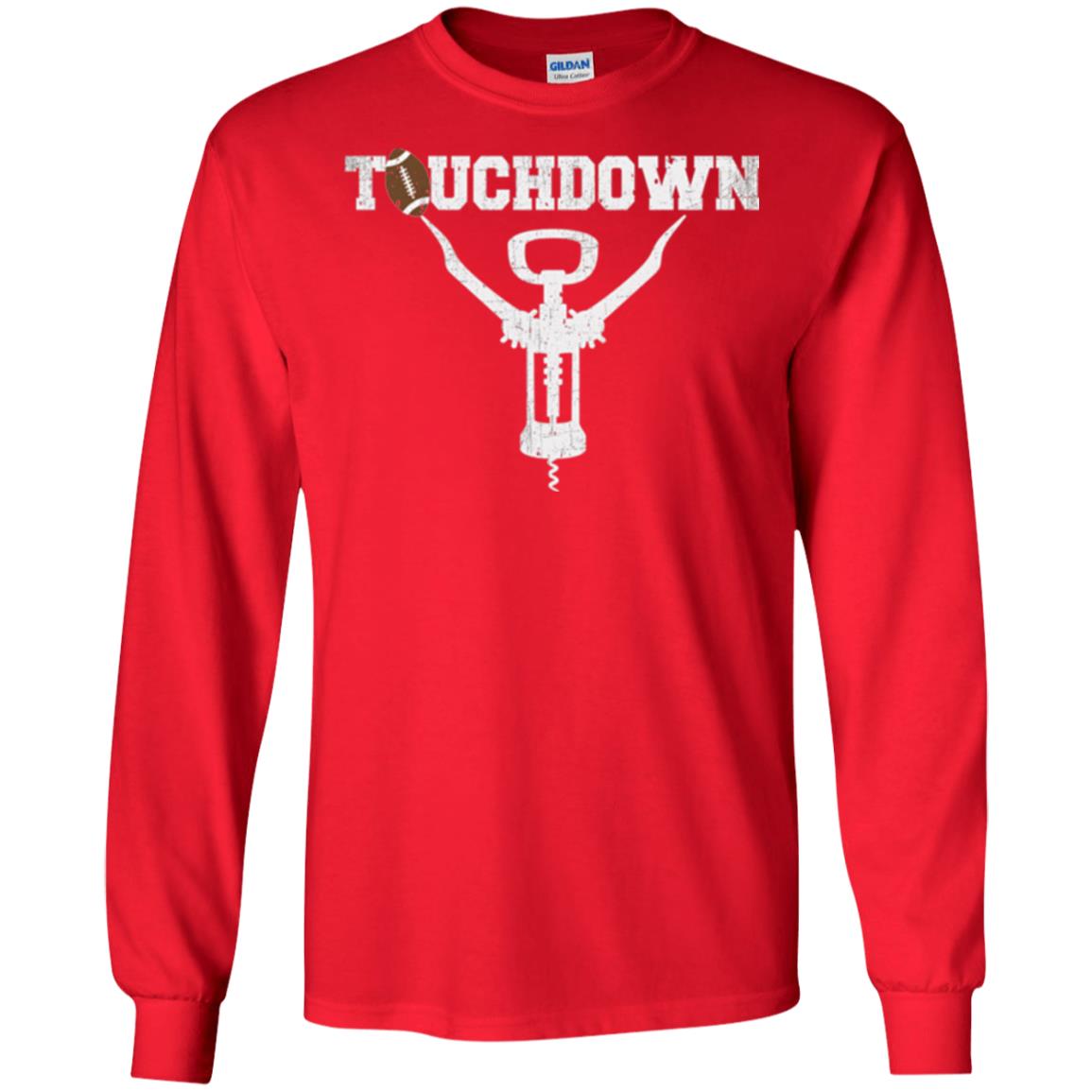 Football T-shirt Touchdown Funny Football Wine Lovers Red