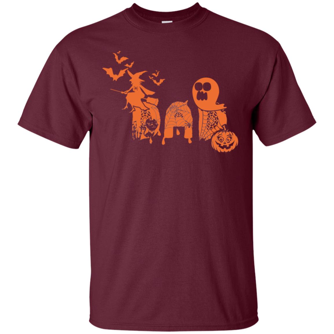 Halloween Pumpkin Dad Daddy Father Family Shirt Maroon