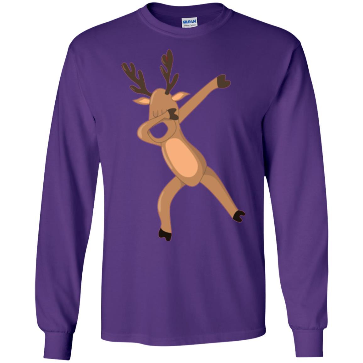 Christmas T-shirt Dabbing Reindeer Purple