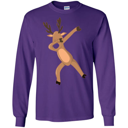 Christmas T-shirt Dabbing Reindeer Purple