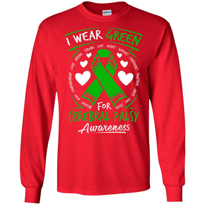 Cerebral Palsy Awareness T-shirt I Wear Green Red